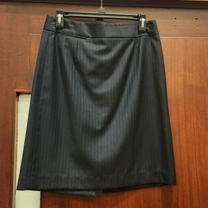 J. Crew Wool Navy And White Pinstripe Mini Pencil Skirt